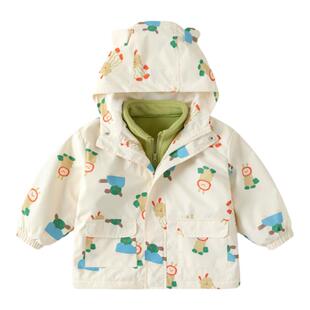 女童冬季棉服儿童冲锋衣三合一男童摇粒绒外套女宝冬装羊羔毛套装