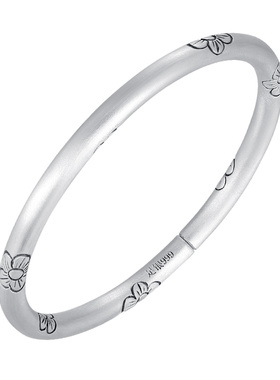 云金丽999足银手镯女款錾刻