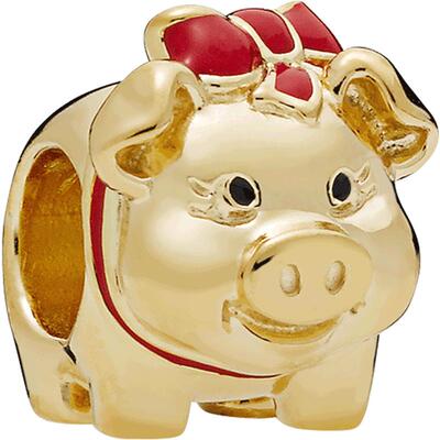 Pandora潘多拉奥莱招财金猪串饰金色寓意萌宠串珠礼物