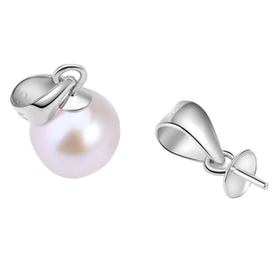 925银吊坠扣头粘珍珠扣子银吊坠空托女DIY玛瑙扣托翡翠瓜子扣夹扣