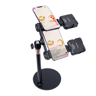 芯鲜D2C双机位桌面直播支架手机珠宝手播俯拍美食短视频拍摄美甲首饰书法画画落地带补光灯散热器多机位支架