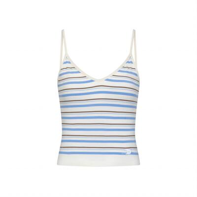 TheBlenderLOGO刺绣条纹V领背心