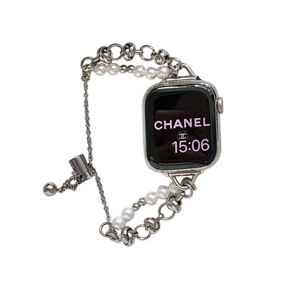 轻奢小香风双排珍珠金属表链