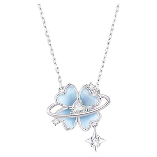 儿童项链女童四叶草吊坠轻奢小众设计感夜光珐琅锁骨链生日礼物女