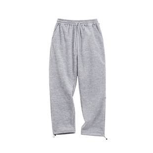 马登工装美式休闲高级感摇粒绒卫裤加绒加厚直筒束脚长裤子男秋冬