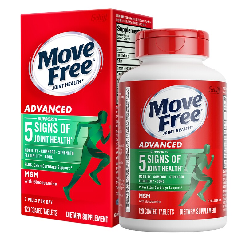 美国Move Free益节氨糖软骨素120粒绿瓶MSM关节保健运动无负担