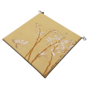 椅垫宋式美学中式圈椅坐垫梅竹图兰花亚麻茶椅椅子太师椅餐椅坐垫