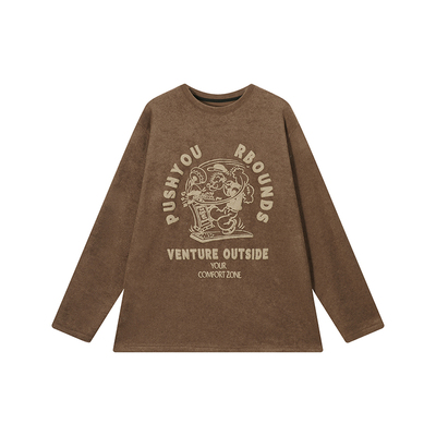 吴童童毛绒圆领长袖内搭T恤