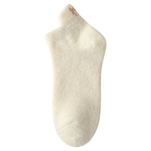 袜子女款2025年秋冬季短袜加绒加厚保暖蝴蝶结船袜居家睡眠地板袜