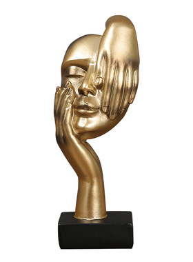 北欧沉默是金人物摆件客厅酒柜展示样板房装饰创意思考树脂工艺品