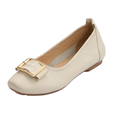 真皮大码方头单鞋胖脚妈妈女皮鞋