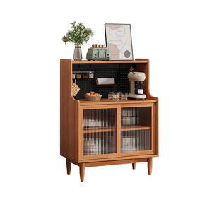 实木餐边柜靠墙一体洞洞款厨房茶水橱柜客厅小户型日式咖啡机柜子