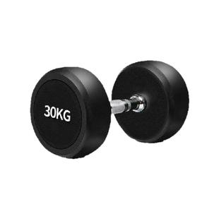 圆头固定哑铃白字橡胶健身哑铃男士哑铃健身房包胶哑铃家用练臂肌