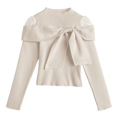 日系蝴蝶结薄款针织衫