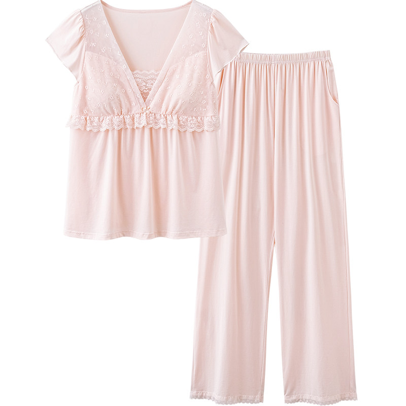思莉太太睡衣女夏季带胸垫家居服