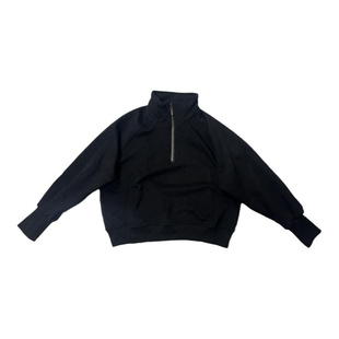 欧货纯色加绒半拉链立领卫衣女冬季新款简约宽松百搭保暖短款上衣