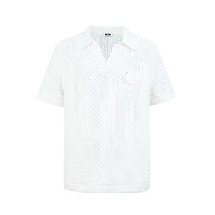 【秦霄贤同款】QUARTER IN NIGHT 25夏季新款镂空polo毛织短袖T恤