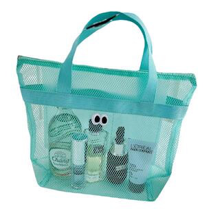 沙滩手提包透明沥水游泳包户外网纱手提袋大容量洗漱包网袋化妆包