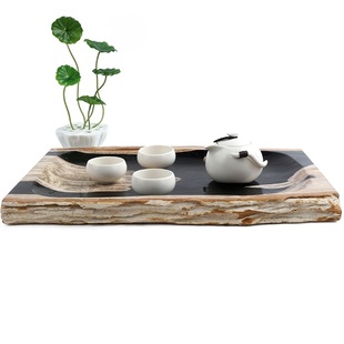 木化石干泡台石头茶海储水式小茶盘家用器皿硅化木小托盘方形迷你