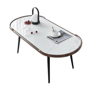 岩板茶几北欧简约小户型茶几办公室会客茶桌酒店家用椭圆形小茶几