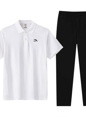 安踏品牌运动套装男夏季POLO衫