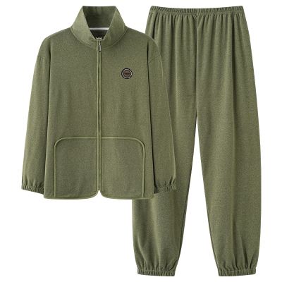 秋冬季男士德绒睡衣保暖长袖拉链特大码套装300斤330斤5XL6XL7XL