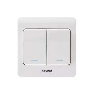 西门子远景雅白二开双控开关带荧光86型面板暗装电工专用正品防伪