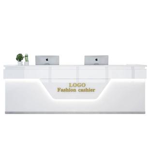 前台接待台吧台公司柜台亮光前台桌服装店奶茶店美容院简约收银台