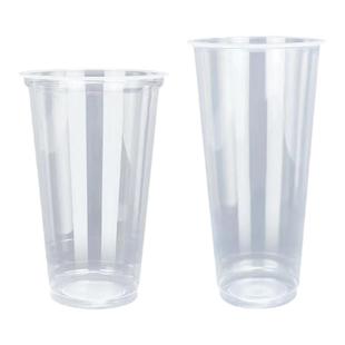 90口径奶茶杯子一次性带盖果汁冷饮透明塑料杯子外带饮料豆浆光杯