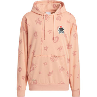 Adidas/阿迪达斯正品男士满印卡通图案袋鼠兜套头卫衣HR3464