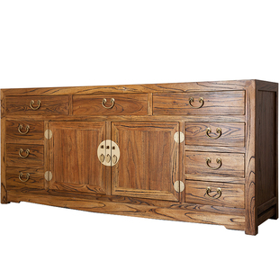 老榆木实木电视柜高款现代中式客厅主卧室简约房间储物柜子餐边柜