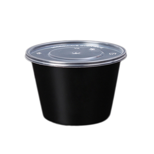 一次性圆形餐盒450ml汤碗塑料透明1000毫升外卖快餐便当汤碗带盖