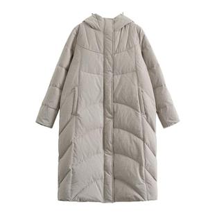 梭家｜初月｜匈牙利进口95白鹅绒 浅灰米色匹马棉长款羽绒服保暖