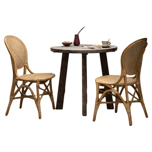 叕木|东南亚藤艺\复古侘寂自然风植物天然真藤民宿酒店餐椅咖啡椅