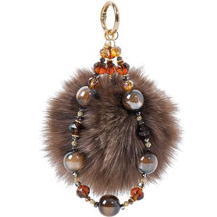 兰诺狐狸毛水晶手机链挂手腕女士带垫片轻奢小众精致高级感包挂件