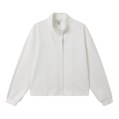 菲妮迪春款棉质立领短外套女装