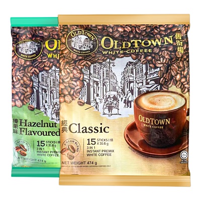 OLDTOWN旧街场进口白咖啡榛果味速溶咖啡经典原味0反式脂肪酸