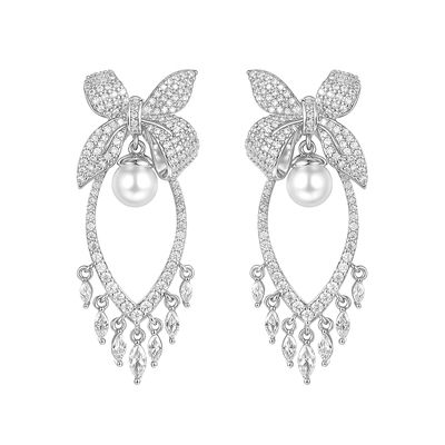 【杨紫同款】GdV蝴蝶结系列水晶珍珠耳钉光晕可拆卸流苏耳饰礼物