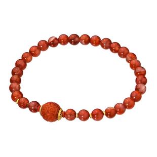 九乐天然南红手串女川料圆珠柿子红手链南红玛瑙回纹珠手串送女友