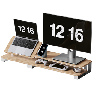 omax显示器增高架桌面笔记本电脑放置台分区双屏写字台书桌置物架