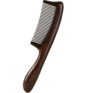 天然黑檀木梳子女家用宽齿檀木梳按摩头皮经络排骨梳大号加厚木梳