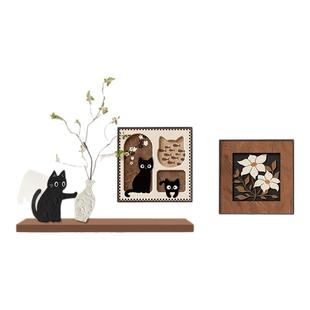 法式复古客厅装饰画趣味猫咪小众艺术组合画中古风沙发背景墙挂画