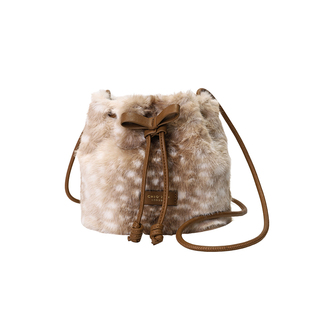 南风Chio2nd 丝绒晚宴水桶包包女秋冬洋气豹纹毛绒包单肩斜挎小包