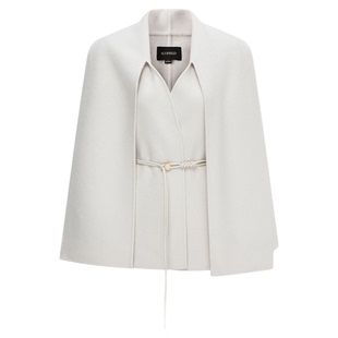 【澳毛+桑蚕丝】Scofield女装英伦披肩围巾领大衣2025春季新品