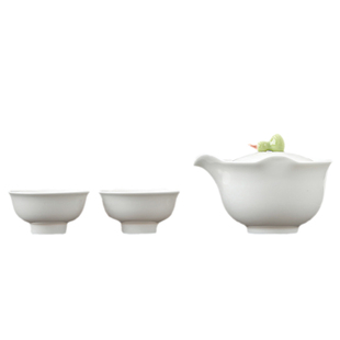 德化白瓷三才盖碗功夫茶具套装陶瓷家用功夫茶具带盖泡茶杯便携