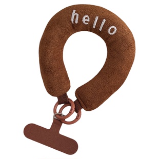 TOZOYO挂手腕毛绒手机挂绳hello可爱ins风腕带手绳挂件双扣短款吊绳充棉柔软腕绳防摔手提带旅游防盗绳垫片壳