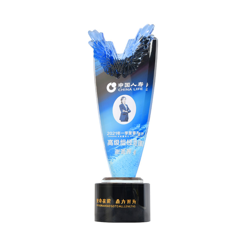 团队胜利琉璃天使翅膀奖杯