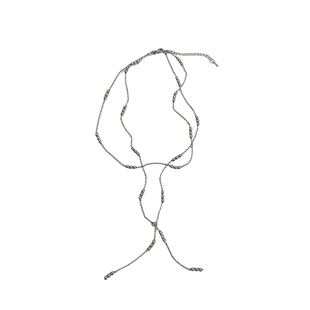 atmshop 银色简约银珠流苏双层叠戴项链高级韩系个性百搭锁骨链