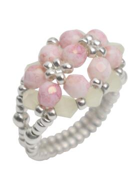 桃花戒指珍珠纯银小众设计食指戒