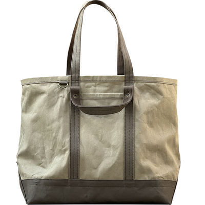 重磅厚硬帆布托特tote包 麻茶拼色 双手提大容量uivy原创设计